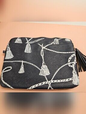 Chico's Black and White Polka Dot Lined Pouch